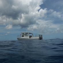 乗ってきたボートです。