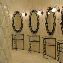 トイレの中の鏡。壁もかわいい！