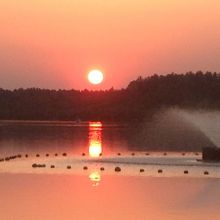 普段の夕方の千波湖