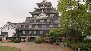 黒漆塗りの板で組まれた烏城