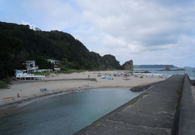 浜を分断する河口