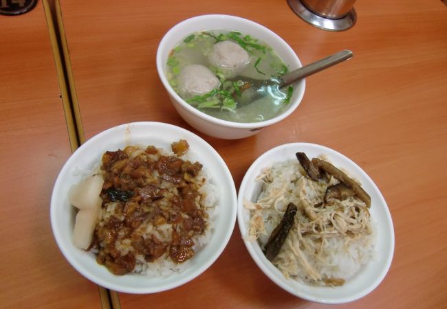 貢丸湯、魯肉飯、鶏肉飯