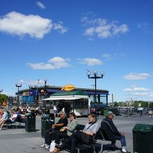 青いワゴンが目印のニシンバーガー屋さん