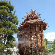 甲府駅前の鳥の巣のようなアートです!!