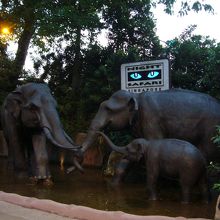 ナイトサファリ入口辺りにある象のファミリー像