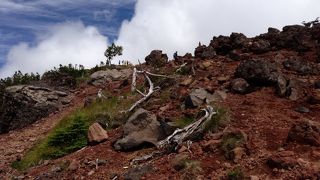 二荒山神社から男体山への登りは急で岩が多く大変だった