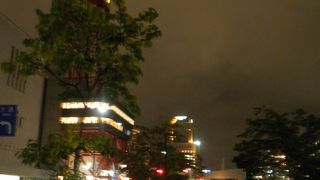 夜の公園に白く輝く