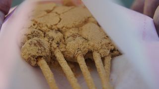 串に刺したおだんごはもとても小さいので、一口で食べる感じ