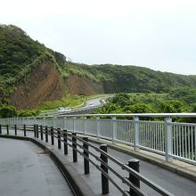 歩道から南方面の断層