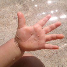 小さい子どもの手にのせてもまだ小さい星砂☆