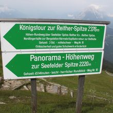 展望台にある道案内。この先も健脚＋時間余裕の人は歩いていきま