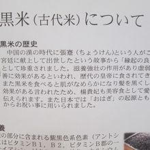 フムフム…古代米（黒米）の効能書きです