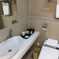 清潔感あるバスルーム。シングルルームはシャワーのみ。