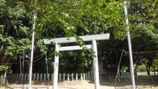 公園の一角にあります　古墳の上には祠があります