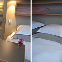 …洗面所＋トイレ、シャワーブースが別々に頭の方にありました。