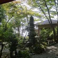 玄関を入ってすぐのお庭。この向こうに京都タワーが見えます。