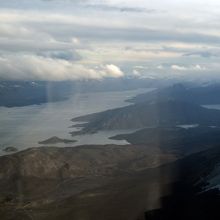 機上から見るマゼラン海峡