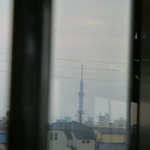 車窓にはスカイツリーも見えます．