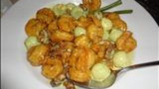 プリプリのエビとハニーデューメロンのマヨネーズ炒め