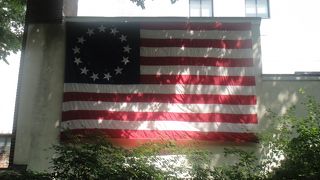 星条旗を縫った女性の家