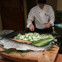 晩御飯ビュッフェ！さけのチャンチャン焼きです