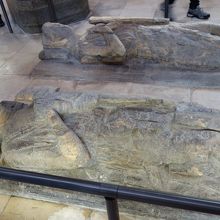 床にそのまま横たわる中世騎士の肖像墓