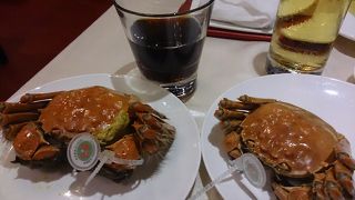 過門香で上海蟹。