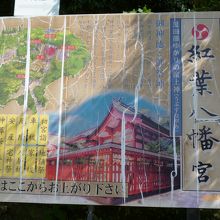 裏の参道入り口にある案内板