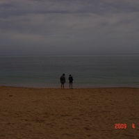 早朝のお散歩。ホテルから出れる砂浜。