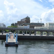 象の鼻パークから見た高架の山下臨港線プロムナードとキングの塔