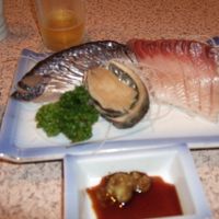 1日目のお刺身、とび魚とかつお