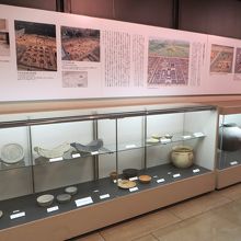 発掘された土器なども展示。