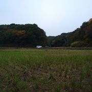 住宅街の横にある里山