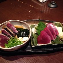 鰹のタタキと刺身