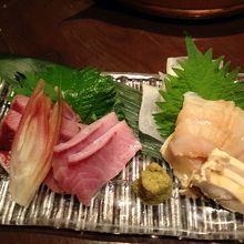 ブリ、みる貝の刺身