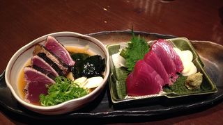 かつおの分厚さに感動。白子もむっちりで美味しい。