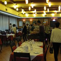 朝食会場。種類少なく、質素な朝食ビュッフェだった。