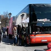 私営バス『Polskibus』　ワルシャワやトルン・ウゥチ・クラクフ・ブロツワフ・プラハへ直通便あり