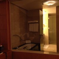 夜景を見ながらのバスタイムも可能。もちろんブラインド有（笑）