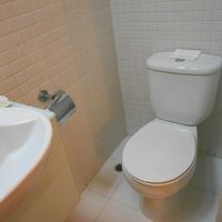 機能的なバスルーム（シャワーなし）とトイレ