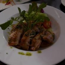 鶏肉の甘酢かけから揚げとクレソン