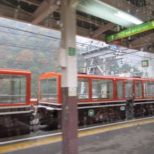 トロッコ電車と初対面。小さくてかわいい車両。おもちゃみたい？