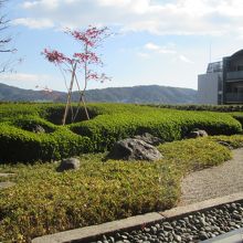 窓からは遠く東山の山並み