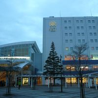 左が駅、右がホテル　直結です