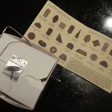 チョコレートを入れてくれた箱。＆種類の説明用紙。