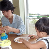 朝ご飯もシーパラダイス内を見ながら楽しめました。