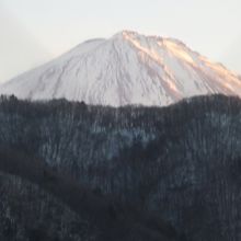 ホテルの窓からの富士山