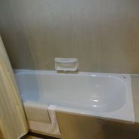 ビジネスホテルのバスルームそのもの。シャワーカーテン付