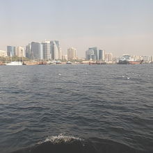 船内から望むクリークの風景（ちょっと窓が汚い…）