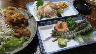 特産の車海老と地鶏を味わえます